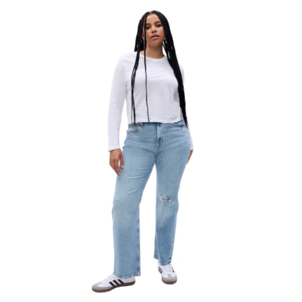 GAP Womens 32 90s Loose High Rise Distressed Knee Jeans